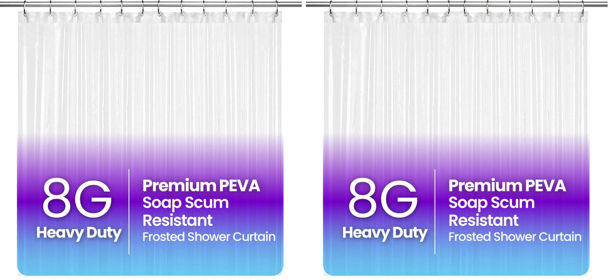 LiBa White Fabric Shower Curtain 72x72 Waterproof Heavy Duty Liner