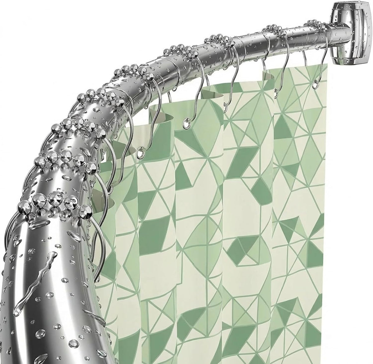Curved Shower Curtain Rod， Adjustable 33-78 Inches Silver All Stainless Steel Curved Shower Rod， Shower Curtain Rod for Extra Shower Space for Bathroom, Bathtub, Stall, No Rust, Need to Drill