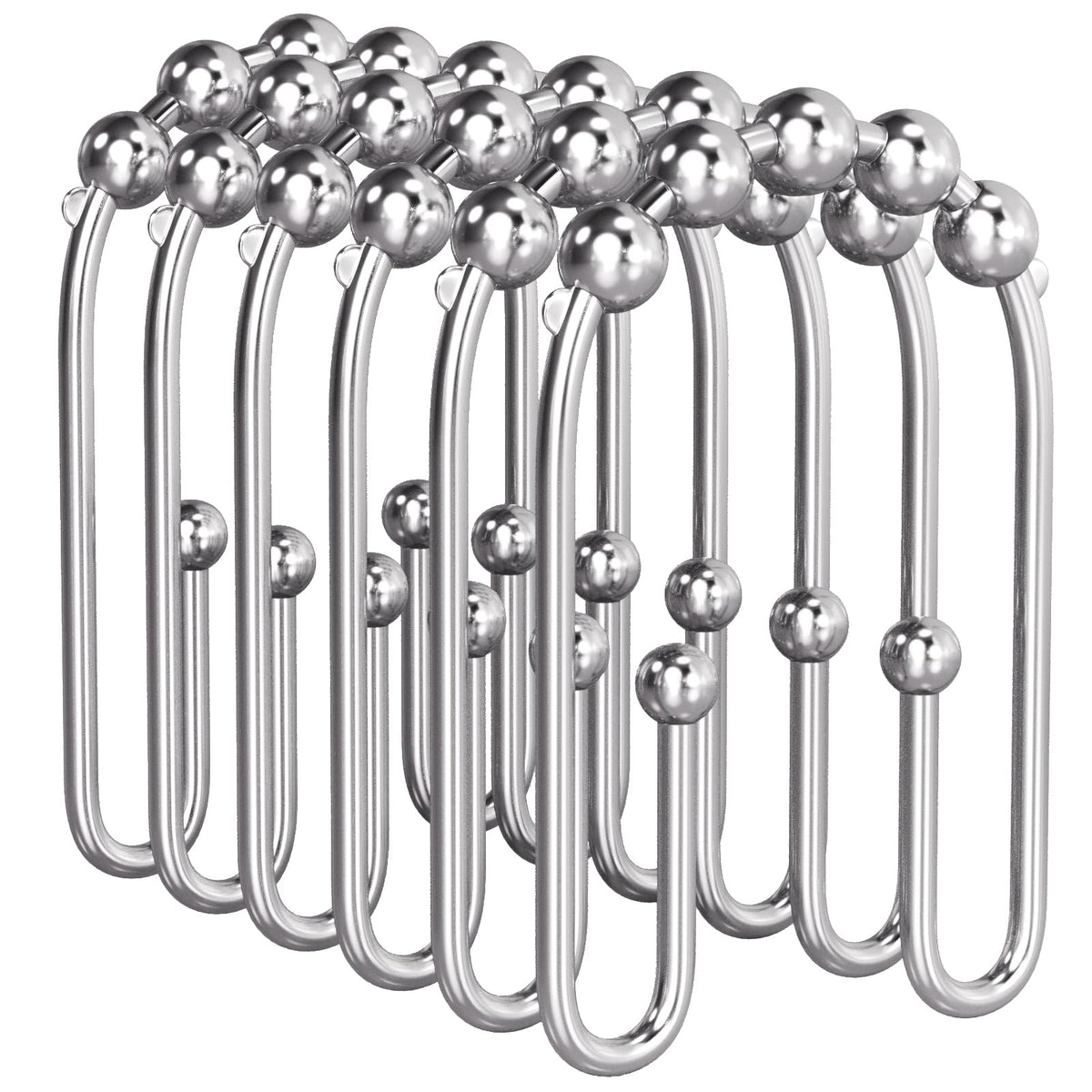 AmazerBath Shower Curtain Hooks, Gold Shower Curtain Hooks Rust Proof, Non-Slip Simple Double Hook Shower Curtain Hooks for Shower Curtain, Sturdy Shower Curtain Rings, 12Pcs