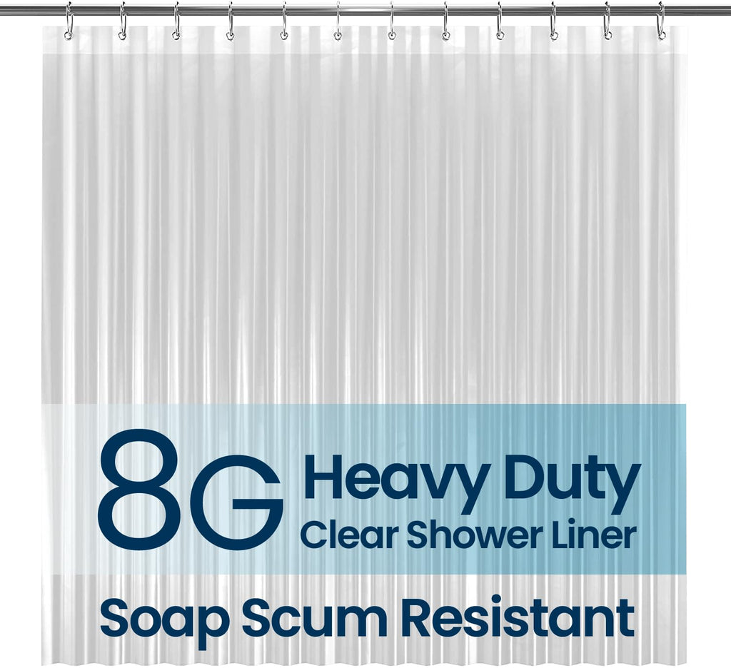 LiBa Shower Curtain PEVA 8G, 72x72 Inch Clear Pebbles with Magnets