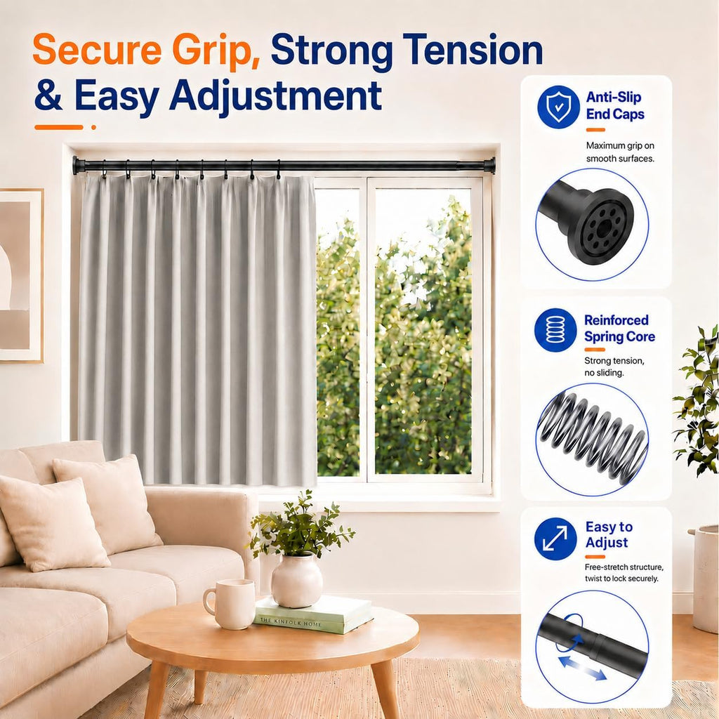 ALLZONE Heavy Duty Tension Shower Curtain Rod, 42–83 in., Stay-in-Place
