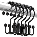 Titanker Shower Curtain Hooks Rings, Rust Resistant Metal Double Glide Shower Hooks for Bathroom Shower Rods Curtains, Set of 12 Hooks - White