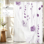 Gibelle 3 in 1 Sage Green Watercolor Floral Shower Curtain Liner Set, 72x72