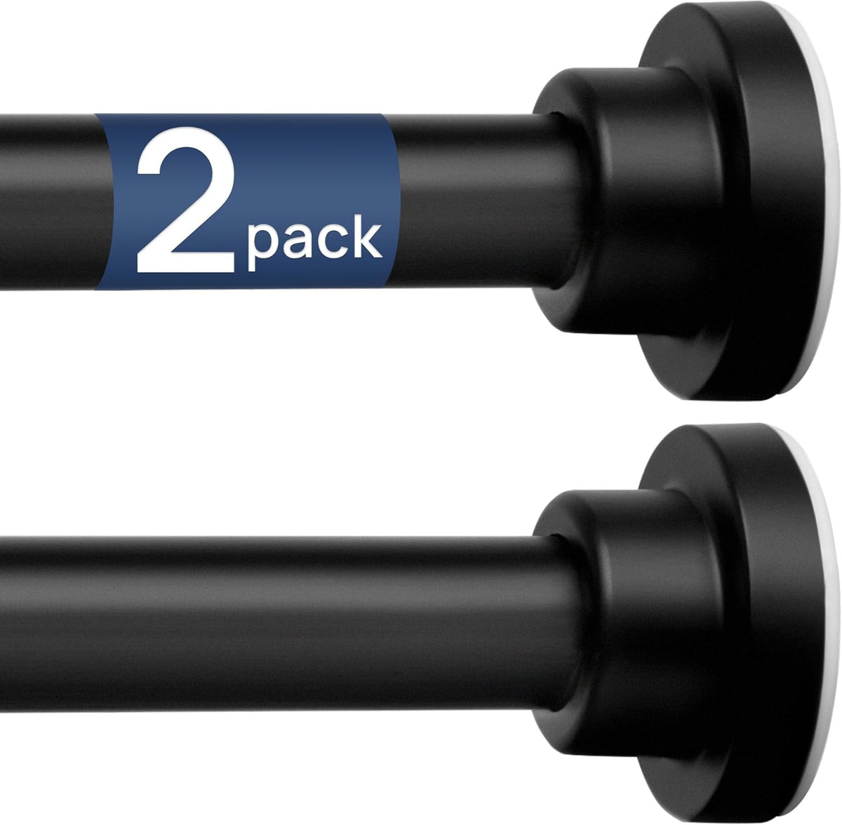 ENJOYBASICS 2 Pack Tension Curtain Rod, 32-66" Adjustable, Stable, Black