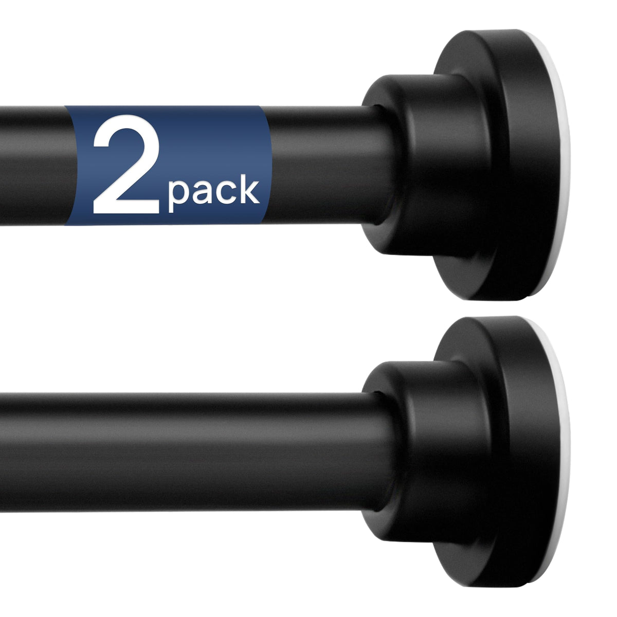ENJOYBASICS 2 Pack Tension Curtain Rod, 32-66" Adjustable, Stable, Black