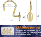 Gold Shower Curtain Hooks Rings, Zinc Alloy with Anti-Rust Coating