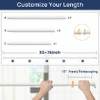ENJOYBASICS 1" White Shower Curtain Rod, 30-76" Adjustable, Secure Tension