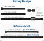 Black Tension Curtain Rod for Windows 28 to 48 Inch Spring Curtain Rods