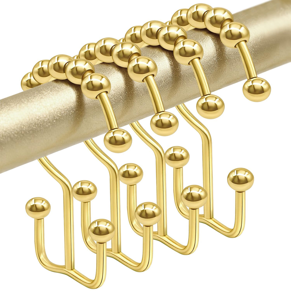 Shower Curtain Hooks Rings - ELWEY Double Shower Curtain Hooks Rust Proof