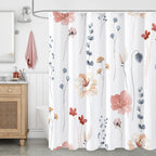 Gibelle Blue Yellow Watercolor Floral Fabric Shower Curtain, 72x72