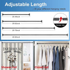 Heavy Duty Shower Rod - Industrial Shower Curtain Rod Wall Mounted for Bathroom,Closet,Room Divider,Outdoor Patio - 28 to 76"Adjustable Shower Pole - Matte Black