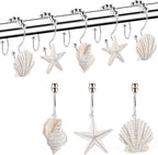 Decorative Shower Curtain Hooks,12 Pcs Seashell Double Shower Curtain Hooks