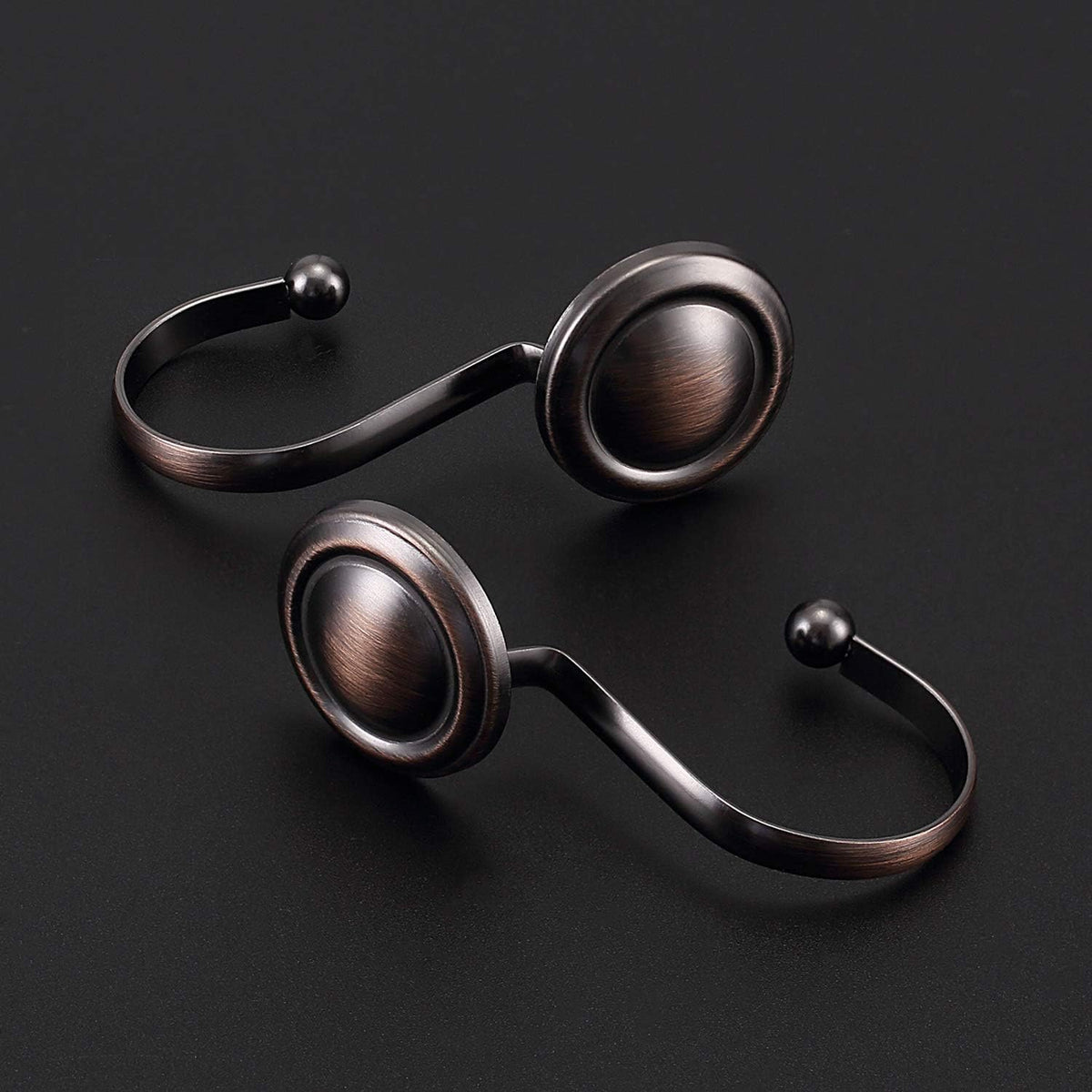 CHICTIE Bronze Shower Curtain Hooks Rings,Oil Rubbed Decorative Shower Curtain Hooks,Rustproof Vintage Shower Hooks for Bathroom,Set of 12 (Oil-Rubbed Bronze)
