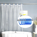 Blue Shower Curtain Hooks - 12 Pcs Circular Plastic Shower Curtain Rings for Bathroom - O Shaped Transparent Blue Shower Hooks Rings for Shower Curtain Rod