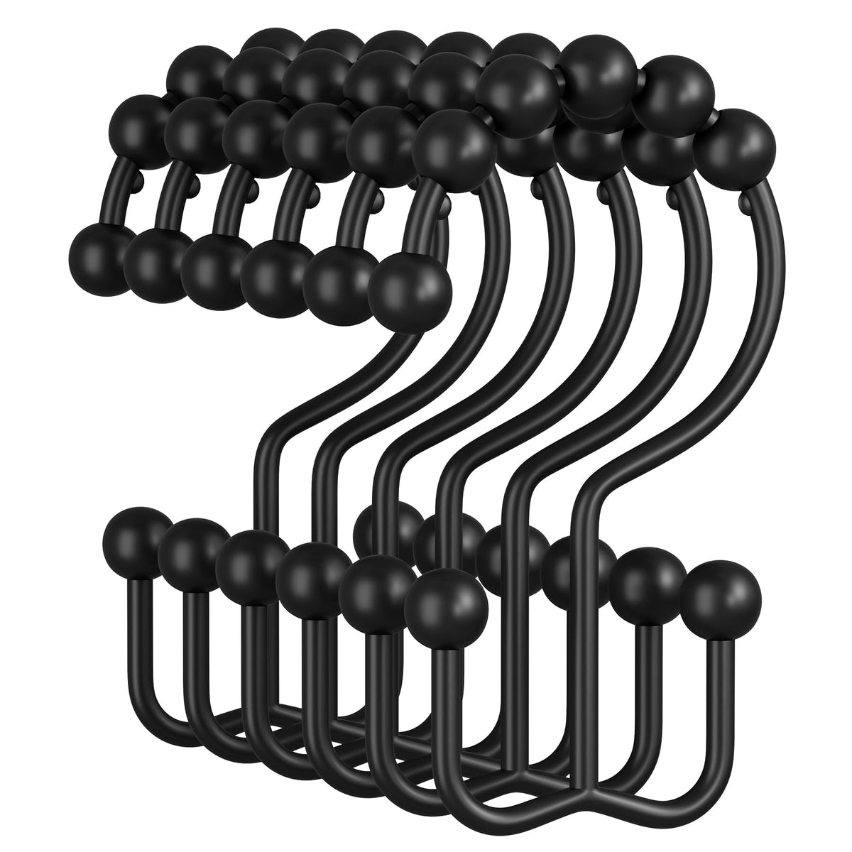 Amazer Gold Shower Curtain Hooks, 12PCS Minimalist Simple Double Shower Curtain Rings, Rust-Resistant Metal Shower Hooks Shower Curtain Hangers, Shower Rings for Bathroom Shower Rods Curtains