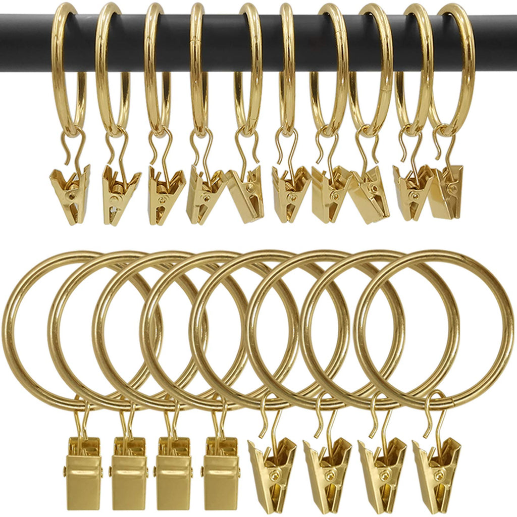 40 Pack Curtain Rings with Clips, Drapery Clips with Rings, Drapes Rings 1.26 in Interior Diameter, Fits up to 1 in Curtain Rod, Black