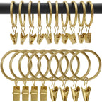 40 Pack Curtain Rings with Clips, Drapery Clips with Rings, Drapes Rings 1.26 in Interior Diameter, Fits up to 1 in Curtain Rod, Black
