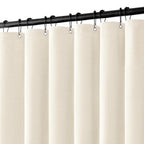 MIULEE 72 x 90 Extra Long Linen Shower Curtain Cream Beige 12 Metal Hooks