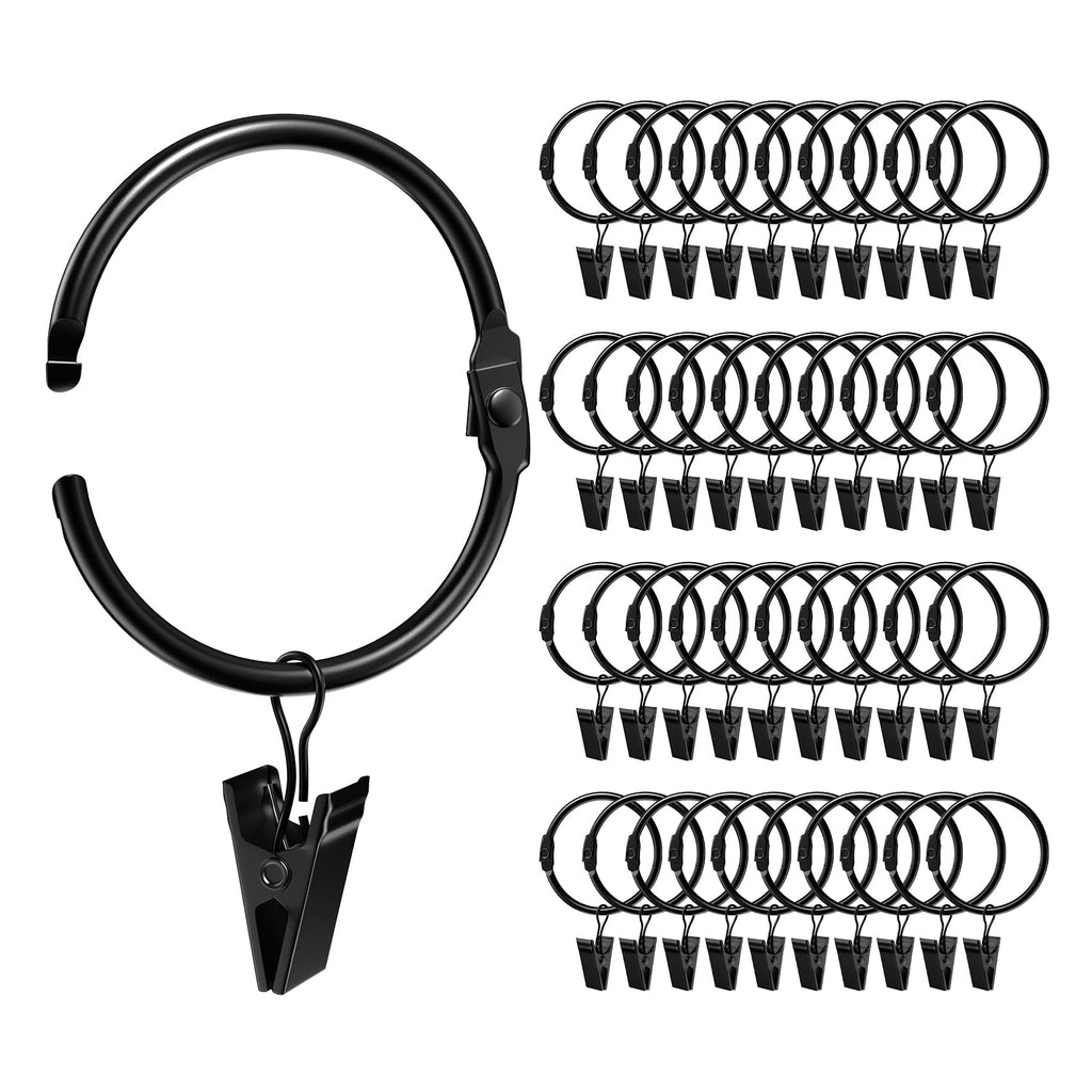 24 Pack 2 Inches Openable Curtain Rings with Clips