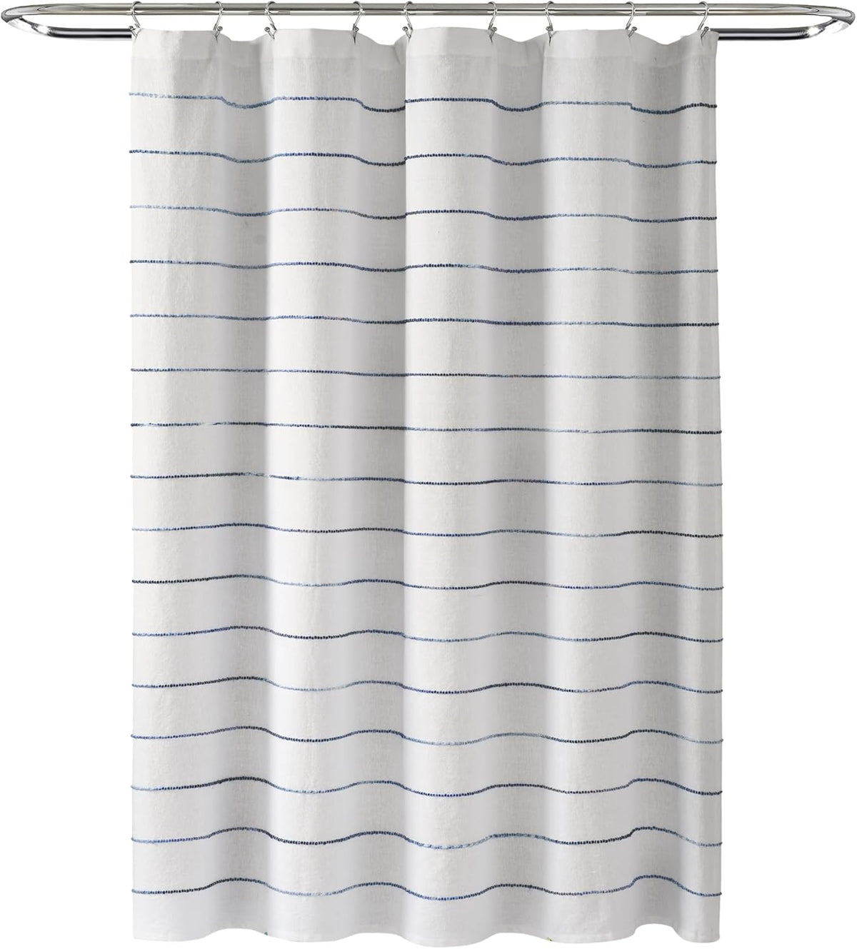 Lush Decor Ombre Stripe Yarn Dyed Cotton Shower Curtain, 72" W x 72" L, Navy & Multi - Fabric Shower Curtains - Striped Bathroom Curtain - Farmhouse & Coastal Decor