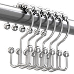 Titanker Shower Curtain Hooks Rings, Rust-Resistant Metal Double Glide Shower Hooks for Bathroom Shower Rods Curtains, Set of 12 Hooks - Bronze