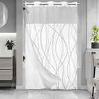 LXBNI Ringless Shower Curtain with Snap-in Liner, Gray White, 71 x 74 Inch