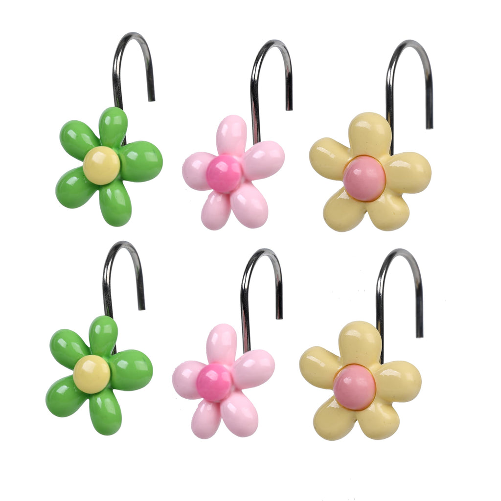 Twofish Home Golden Angel Shower Curtain Hooks Anti Rust Shower Curtain Hooks Decorative Resin Golden Angel Shower Curtain Rings Set of 12