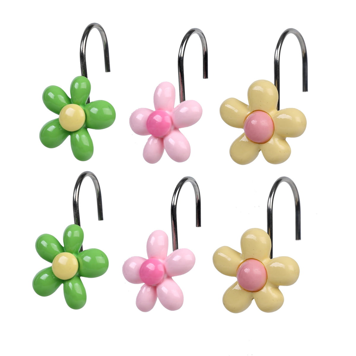 Twofish Home Golden Angel Shower Curtain Hooks Anti Rust Shower Curtain Hooks Decorative Resin Golden Angel Shower Curtain Rings Set of 12