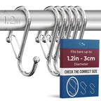 12 Metal Shower Curtain Hooks, Rust-Proof Decorative C-Shaped Curtain Hooks for Bathroom, Chrome Shower Curtain Rings, Fits Rods Up to 1 Inch (C, Silver)
