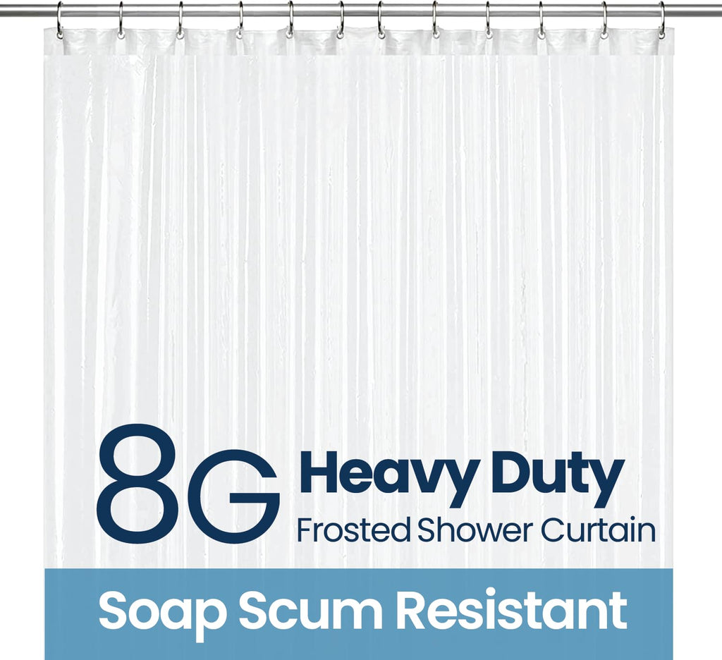 LiBa White Fabric Shower Curtain 72x72 Waterproof Heavy Duty Liner