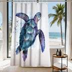 Nautical Green Sea Turtles Beach Theme Fabric Shower Curtain Sets Bathroom Blue Ocean Decor with Grommets and Hooks - 72 x 72 Inch Teal
