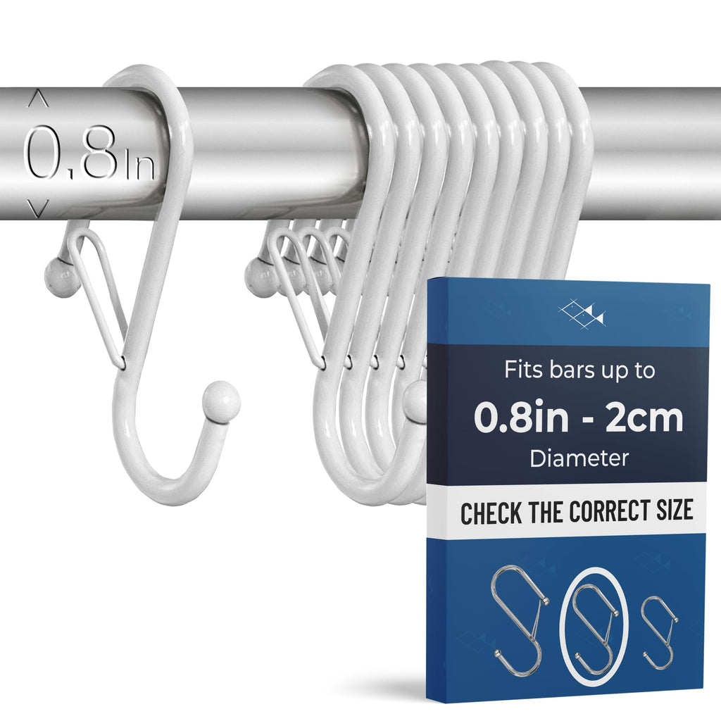 12 Metal Shower Curtain Hooks, Rust-Proof Decorative C-Shaped Curtain Hooks for Bathroom, Chrome Shower Curtain Rings, Fits Rods Up to 1 Inch (C, Silver)