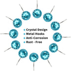 Aqua Diamond Crystal Bling Shower Curtain Hooks Rings for Bathroom,12PCS