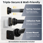 STARLATTA Shower Tension Curtain Rod 31-120", 1.1" Heavy Duty, Matte Black