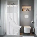 eachope No Hook Waffle Shower Curtain with Snap-in Liner, 71x74 Inch, White