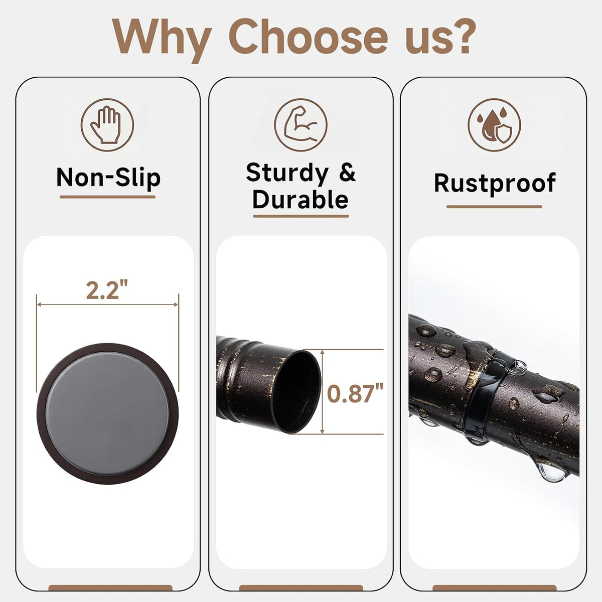 BRIOFOX Bronze Tension Curtain Rod 24 to 78 Inch(2-6.5ft) - Spring Tension Shower Curtain Rod, No Drilling Oil Rubbed Bronze Tension Rod for Curtains Windows