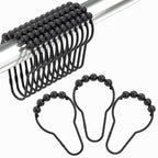Amazer Shower Curtain Hooks Rings, Rust-Resistant Stainless Steel Double Shower Curtain Hooks, Shower Hooks for Shower Curtain and Liner Bathroom, Set of 12, Chrome