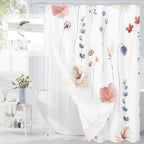 Gibelle 3 in 1 Sage Green Watercolor Floral Shower Curtain Liner Set, 72x72