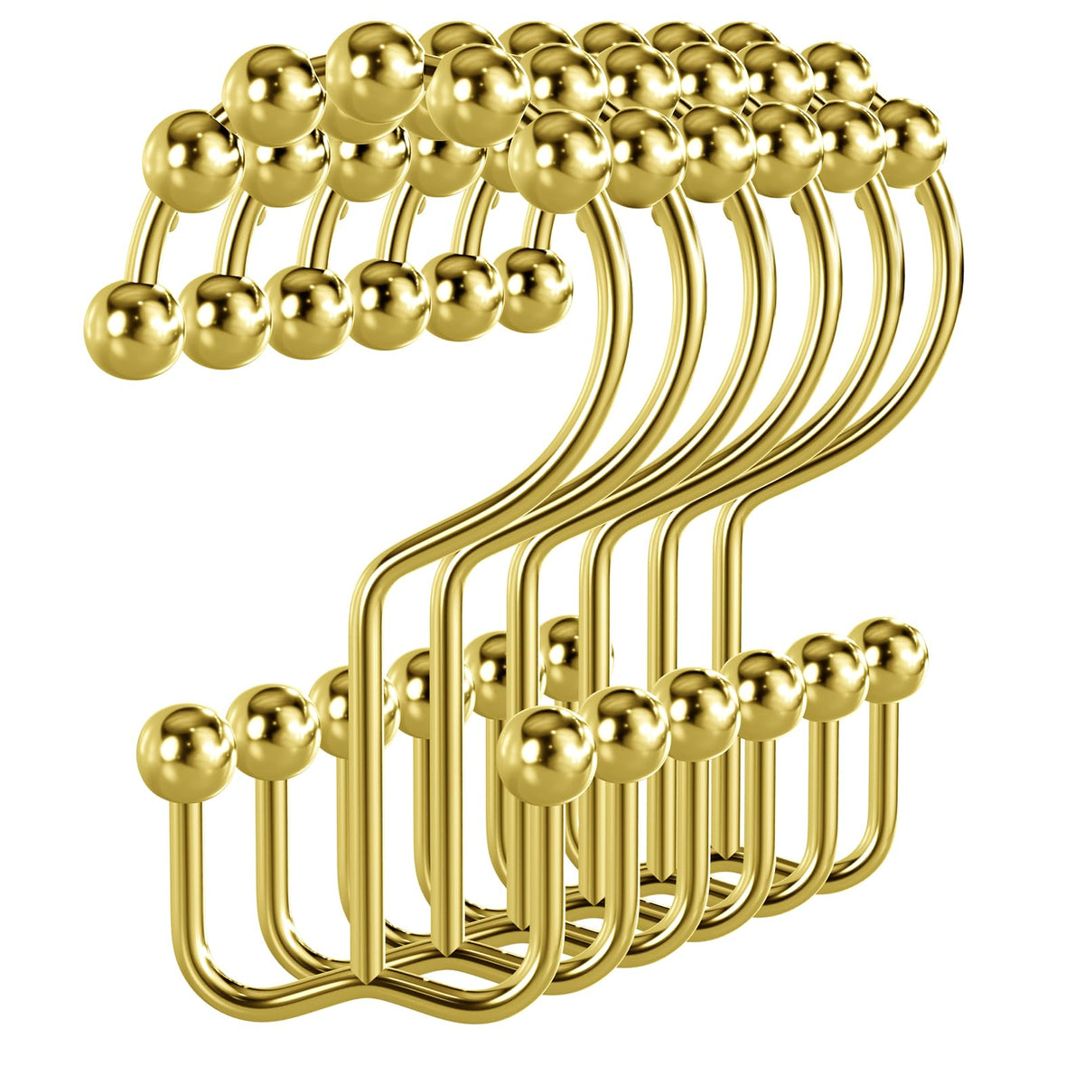 Bathway Shower Curtain Hooks Nickel Shower Curtain Rings, 12 Pcs Double Hook Shower Curtain Hooks Rings Shower Curtain Hangers Rust Proof, Metal Shower Hooks for Bathroom Shower Curtain Rod