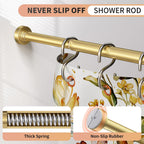 Gold Shower Curtain Rod 34-66 Inches(2.8-5.5ft) Never Rust Adjustable Shower Rod Spring Tension Non Slip No Drilling Shower Rods for Bathroom Garland Window
