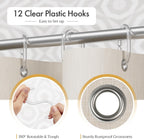 AmazerBath Boho Shower Curtain, Modern Farmhouse Shower Curtain Set with Tassels, Rustic Faux Linen Green Striped Shower Curtain with Hooks, Light Tan Toned, 72x72 Inches