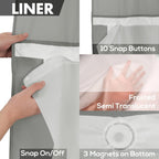 River Dream No Hook Shower Curtain with Snap-in Liner Set, Dark Gray, 71x74