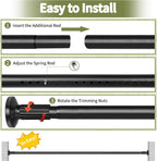 Tension Shower Curtain Rod 51-126In(4.25-10.5Ft), Long Shower Curtain Rod No Drilling for Window or Bathroom Patio, Adjustable Spring Shower Rod, Easy to Install Never Rust Rod Diameter 1.26Inch-Black