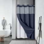 eachope No Hook Waffle Shower Curtain with Snap-in Liner, 71x74 Inch, White