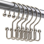 Titanker Shower Curtain Hooks Rings, Rust Resistant Metal Double Glide Shower Hooks for Bathroom Shower Rods Curtains, Set of 12 Hooks - White