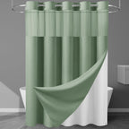 256GSM Heavyweight Ringless Waffle Shower Curtain with Liner, 71x74, White
