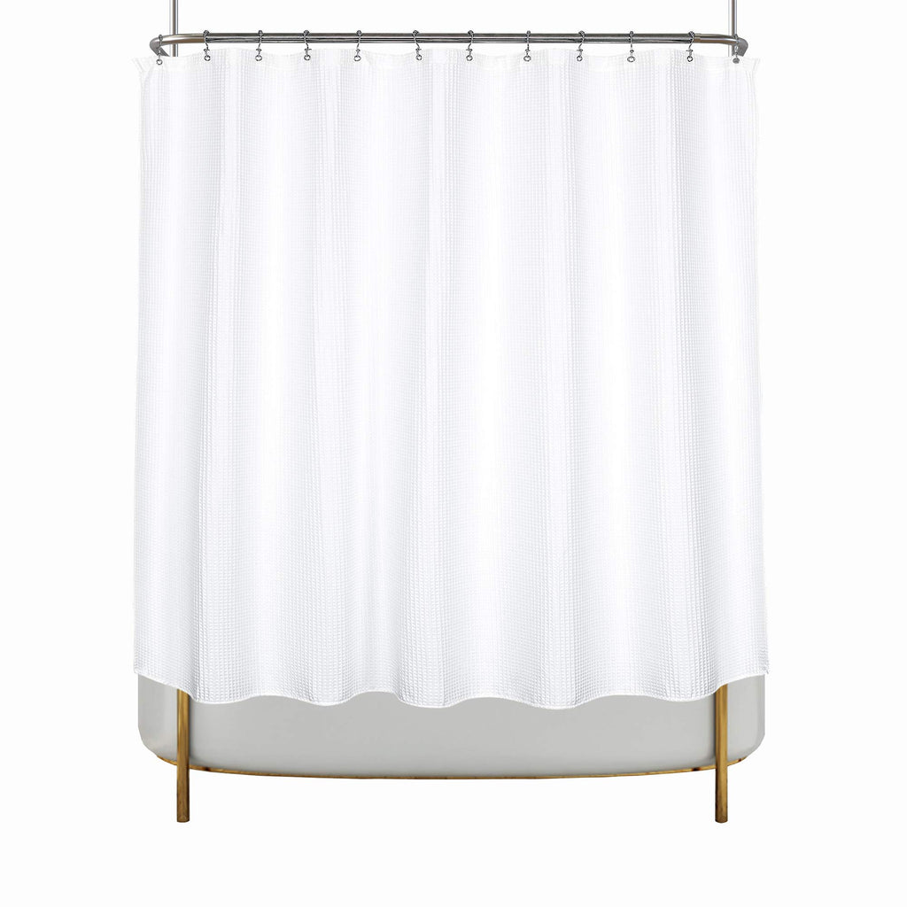 Barossa Design Waffle Weave Extra Long Shower Curtain White, 72x84