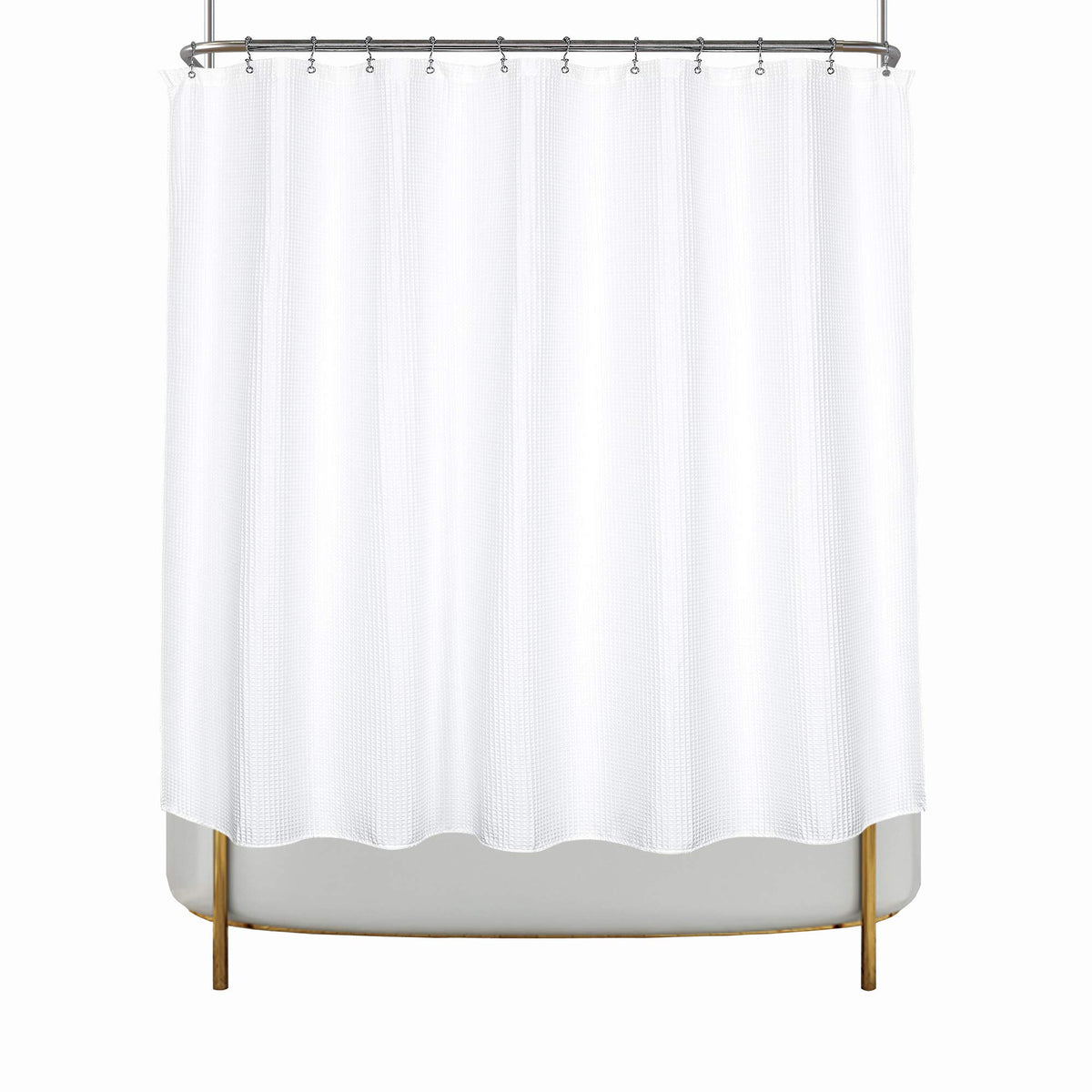 Barossa Design Waffle Weave Extra Long Shower Curtain White, 72x84