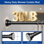 Black Tension Shower Curtain Rod 34 to 82 Adjustable No Drilling