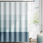 jinchan Ombre Ocean Blue Shower Curtain for Bathroom 70x72 Inch 12 Hooks